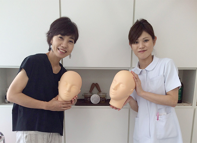 岡山からエステスクールへ。エステ技術の向上のためフェイシャル応用技術を学んでいただきました。